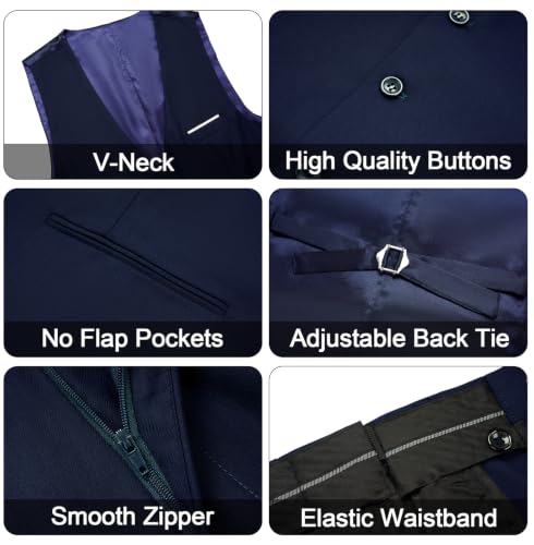 MAGE MALE Men's 3 Pieces Suit One Button Tuxedo Slim Fit Blazer Vest Pants - image 6