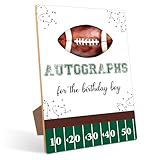 Autographs Table Sign - Football Party Decor, Perfect for Birthday Party, Birthday Decorations, 8×11 Wooden Party Sign with Stand