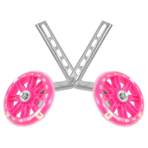Ruedas de entrenamiento para bicicleta Outanaya con luces LED intermitentes color rosa, estabilizadores resistentes y auxiliares para bicicleta de equilibrio