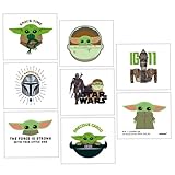The Mandalorian The Child Tattoos - 2' x 1.75' (8 Pcs) | Assorted Multicolor Design Tattoos - Perfect for Kids Parties and Events