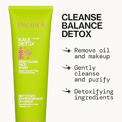 Pacifica Kale Detox Face Wash for Oily & Acne-Prone Skin, Deep Cleansing Facial Cleanser & Makeup Remover with Super Greens Kale, Seaweed & Clay, 5 fl oz Clean Beauty, Vegan & Cruelty-Free