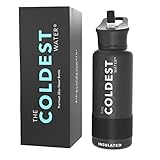 The Coldest Water Bottle - 32 oz Sports Wide Mouth Hot Cold, Modern Double Walled, Simple Thermo Mug, Metal Canteen Cold 36+ Hrs (Stealth, 32 oz)
