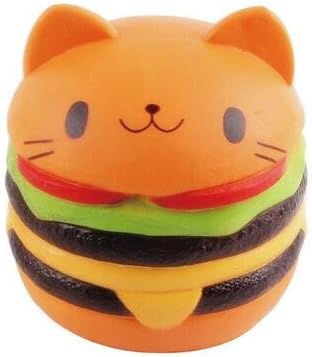 Kawaii Jumbo Food Squishies Cat Hamburgers Cream Scented Slow Rising Squishy Charms Kids Toy Stress Relief Toy Decorations Toy Large Hamburger 1pcs (Yellow)