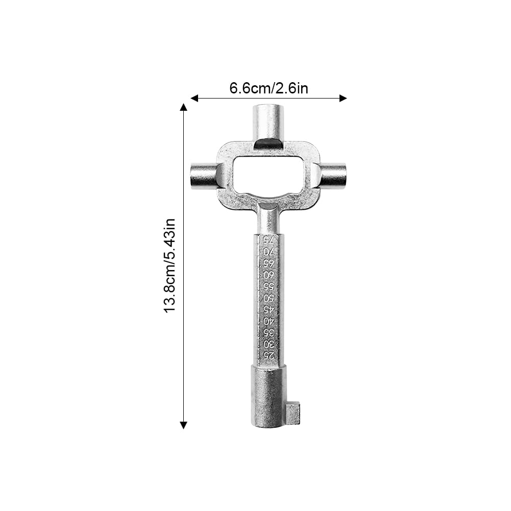 Rixotix Universal-Bauschlüssel Aus Zinklegierung – Mit Zylindermesslehre, 3 Vierkantschlüsseln (6-8 Mm) & PZ-Schließnase