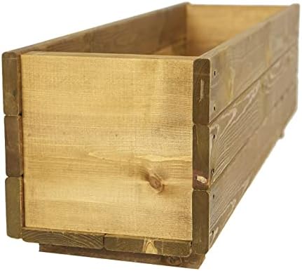 Ruddings Wood Wooden Garden Planter Flower Plant Pot Basket Trough Outdoor Timber Long Rectangular Large Herb Planter Boxes Brown Wood Stain Finish