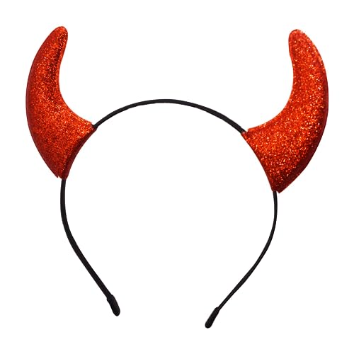 Giraffe Manufacturing Red Devil Horns Headband for Kids and Women - Glitter Devil Ears Dragon Horns Devil Costume Accessories - Cosplay New year Theme Parties Apparel Accessories for Women