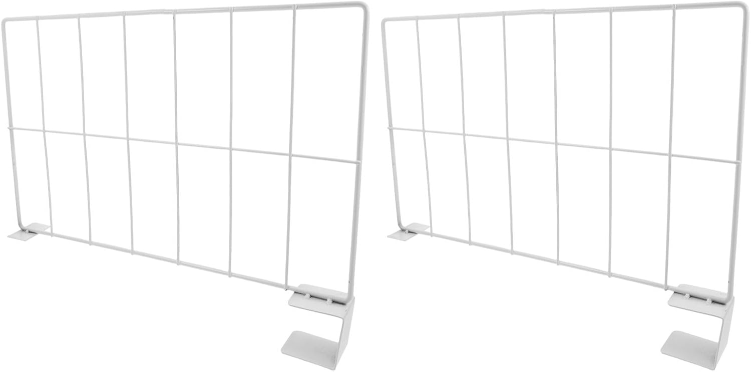Metal Wire Shelf Dividers White Shelf Separators with Grid Design 2pcs for Enhanced Storage Efficiency Sturdy Versatile Application in Laundry Room and Logistics Stations