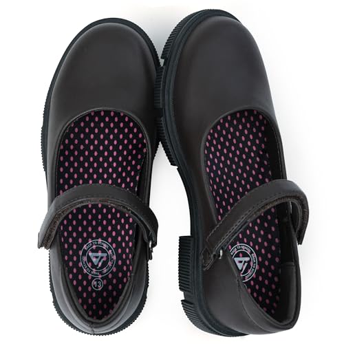 JABASIC Girls School Uniform Shoes Comfortable Mary Jane Flats (4,Brown)