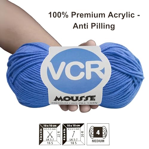 Image of VCR 4ply Royal Blue Yarn, 100 Grams Hank, 190 Meters Length, Acrylic Ball for Crochet and Knitting, Soft Crosia Threads, Pack of 1 Yarn, Suitable for DIY Crafts
