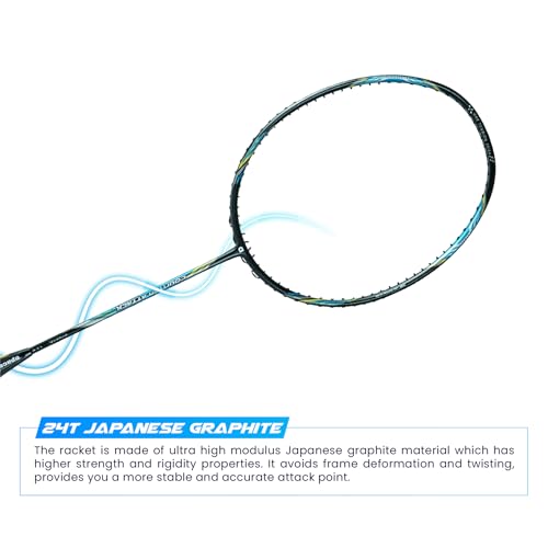Image of Apacs Counter Attack (Ultralight 73g, 35 LBS) Made in Vietnam | Japanese Graphite Unstrung Badminton Racket with Full Cover | G2-4 1 /8 inches (Black Matt)