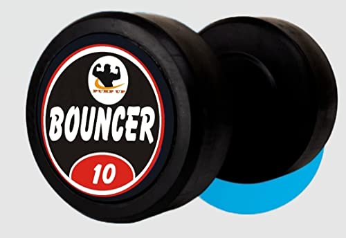 Image of PUMP UP Bouncer Dumbbell 10Kg Single Piece / Single Dumbell Premium Rubber Coating / Home Gym Exercise Dumble For Men And Women / 10Kg Weight., Black