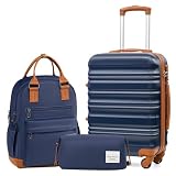 LONG VACATION Carry On Luggage Sets 3 Piece 20 Inch Suitcase Set, ABS+PC Hardshell Lightweight Travel Luggage with Spinner Wheels & YKK Zipper TSA Lock (20 INCH (BP/TB), NAVY)