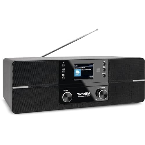 TechniSat DIGITRADIO 371 CD BT - Stereo Digitalradio (DAB+, UKW, CD-Player, Bluetooth, Farbdisplay, USB, AUX, Kopfhöreranschluss, Kompaktanlage, Wecker, 10 Watt, Fernbedienung) schwarz/silber