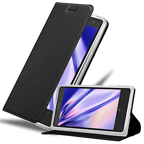 Cadorabo Funda Libro para Nokia Lumia 1020 en Classy Negro   Cubierta Proteccíon con Cierre Magnético, Tarjetero y Función de Suporte   Etui Case Cover Carcasa