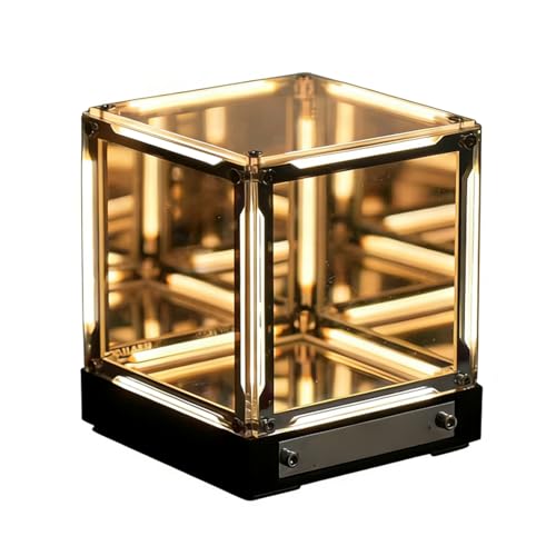 Luocute Luz LED 4D, Lámpara de Cubo con Espejo Infinito con Control Táctil LED Regulable, Luz Nocturna USB C Recargable para Configuración de Juegos de Escritorio de Dormitorio
