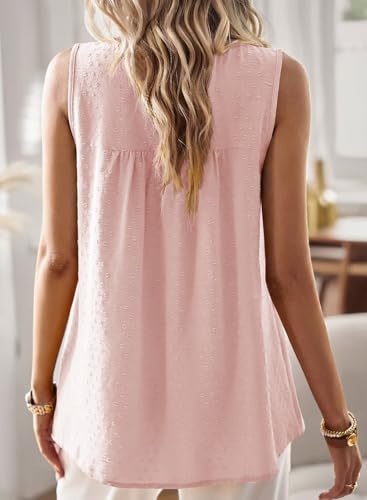 Image of Falechay Womens Summer Tops Boho Shirts Crewneck Sleeveless Tank Tops Flowy Lace Hem Casual Blouses Clothing Trendy 2026