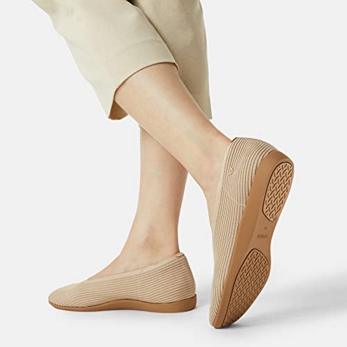 VIVAIA Margot CloudWalker Women's Casual Flats Slip on Washable Ballet Flats Shoes Comfortable Square-Toe Style Almond2