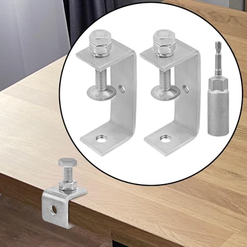 Generic Stainless Steel C Clamp Woodworking Clamp Professional Silver Hardware Square Clamp Fixed Holder Clip for Assembly Fastening, Open Mouth 85 mm