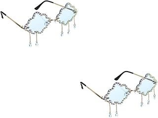 2 Pares De Óculos De Sol De Nuvem Óculos De Sol Da Moda Óculos De Sol De Coração De Strass Óculos De Coração Sem Aro Óculos De Sol Em Forma De Nuvem Óculos De Sol Legais Para