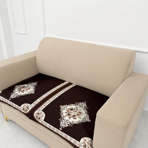 Image of Homerz Premium 'Luxe Series' Holland Velvet Sofa Cover | Smooth Finish | Anti-Skid Fleece Backing | Soft Touch Couch Protector for Living Room (Coffee, 2 Seater, Only Seat Cover)