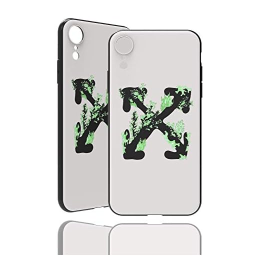 Vitt fodral [lämplig för Apple iPhone XR, vit – grön] off white – X White Green – upphöjt fodral – 3D-motiv