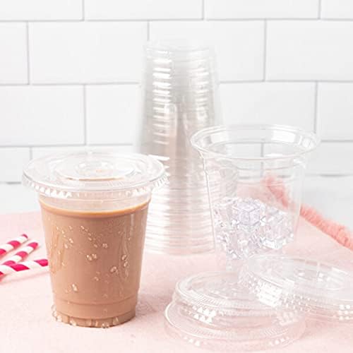 HomeyGear 24-Pack of Large Clear Plastic Cups with Flat Slotted Lids, Ideal for Cold Drinks and Bubble Tea - Image 4