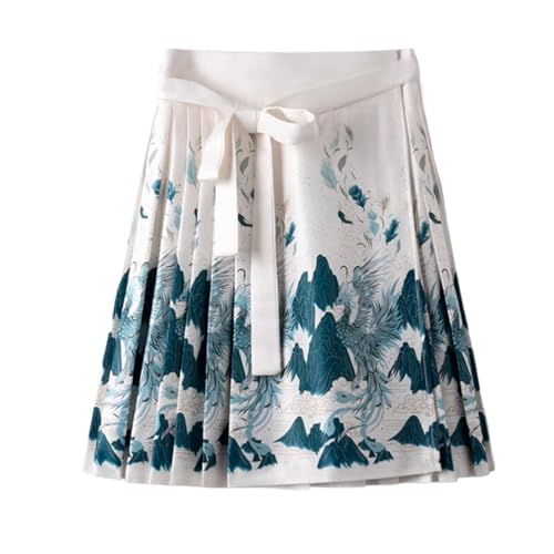 Jupe plissée motif tête de cheval pour femme à taille haute rétro
