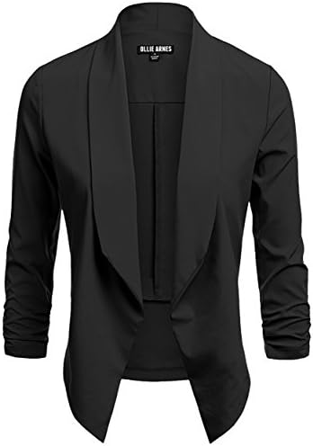 OLLIE ARNES Women's Chic Trendy Professional Attire Blazer Jacket 37_Black S