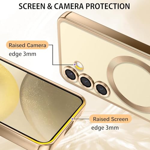 Image of VONZEE Clear Logo Electroplating Transparent Case for Samsung A16 5G, Magnetic Plating [Support for MagSafe Charger] TPU Cover, Individual Camera Protection for Each Lens - Desert Titanium