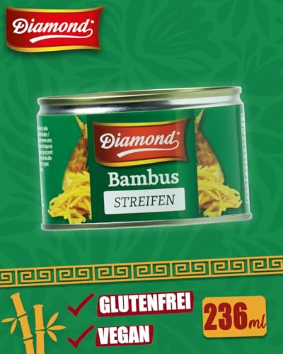 DIAMOND Bambusstreifen, eingelegtes Asia Gemüse im Glas, geeignet für Wok-Gerichte, low carb - 1 x 227 g