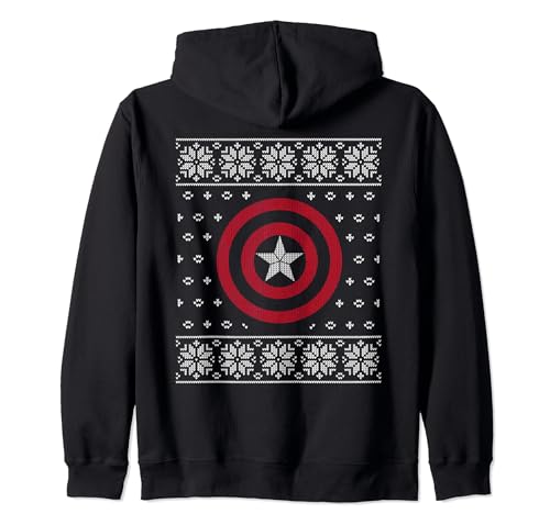 Marvel Captain America Shield Ugly Christmas Zip Hoodie