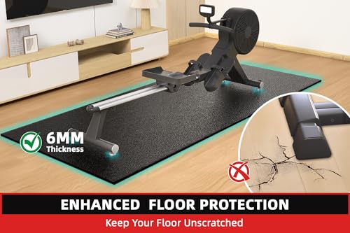 Treadmill Mat, 7'x3'/6'x3'/6'x2.5'/5.6'x2'/4'x2', 6mm Thick Exercise Equipment Gym Mat for Hardwood FloorCarpet, Compatible with Peloton Bike, Indoor Spin Bike, Elliptical by GymCope - Image 8