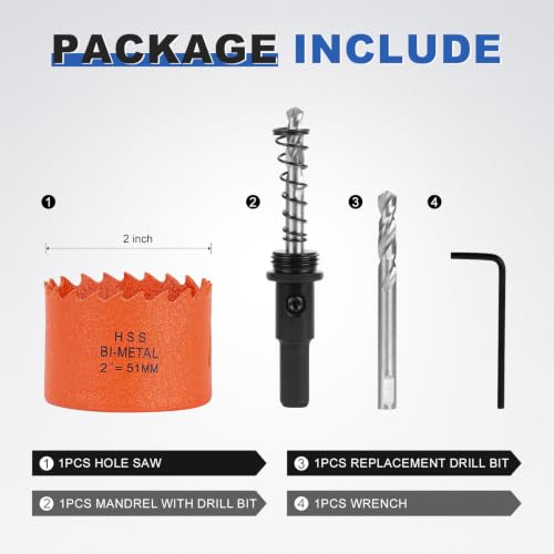 Image of 2 Inch Hole Saw Circle Drill Bit Wood Metal Drywall Plastic Pipe
