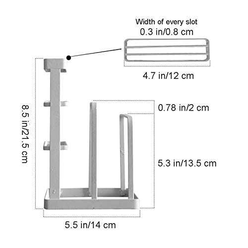 Vanra Metal Steel Cutting Board Holder Knife Block Kitchen Organizer Pantry Bakeware Rack Pan Pot Cover Lid Rack Stand (White) #TOP2