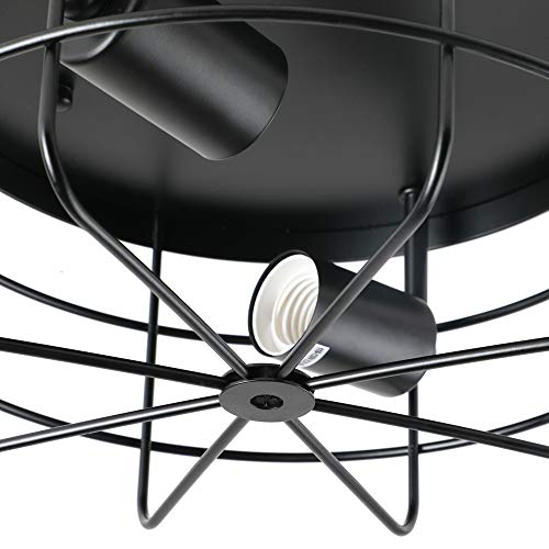 Koonting 2-Light Industrial Metal Cage Ceiling Light, E26 Rustic Semi Flush Mount Pendant Lighting Lamp Fixture Farmhouse Style For Kitchen Garage Foyer Porch Hallway Entryway Bedroom Living Room #TOP6