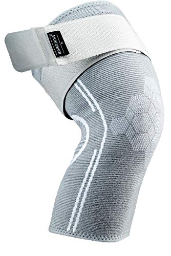 ArthritisHope Knee Compression Sleeve made from Bamboo Rayon Fabric for Men and Women (5XL) - Plus Size Knee Brace with Anti-Roll Down Strap, helps with Arthritis Pain, bone on bone, Injury Recovery,