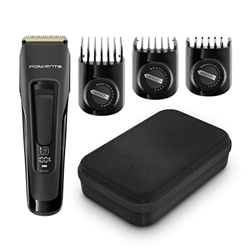 Rowenta Advancer Xpert TN5243 - Cortapelos para hombre, cuchillas titanio, 120 min autonomía, 29 longitudes corte, fácil limpieza, ajustes 0,5 a 30 mm, indicador de batería, uso sin cable, neceser