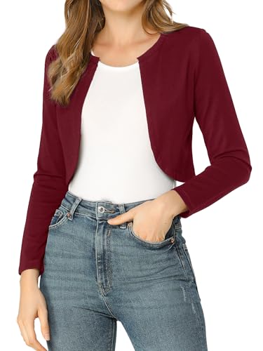 Allegra K Damen Langarm Bolero Offen Elegante Crop Jacke Arbeit Shrug...