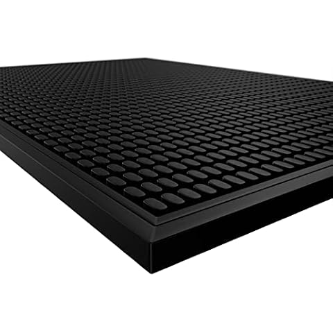 Highball & Chaser Premium Bar Mat 18in x 12in 1cm Thick Durable and Stylish Service Bar Mat for Spills, Coffee, Bars, Restaurants and Countertop Dish Drying Mat, Glass Drying Mat (Black/Black Border) Cover