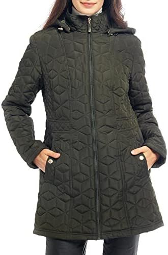 S P Y M Womens Diamond Quilted Jacket Lightweight Padding Coat with Pockets, Regular and Plus Size