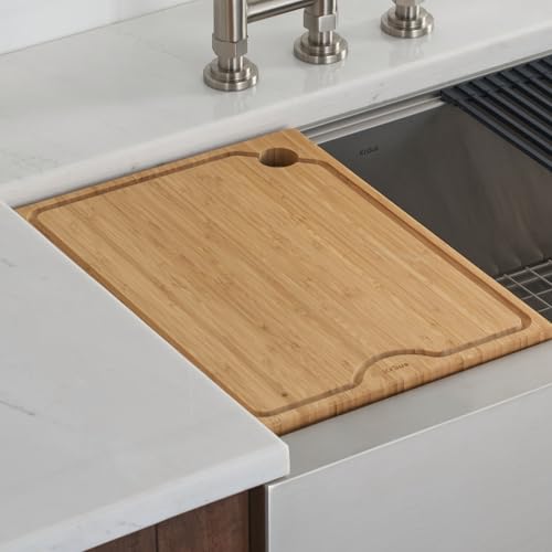 Kraus Kore Solid Bamboo Cutting Board for Workstation Kitchen Sink (16 3/4 in. x 12 in.), KCB-WS103BB by Kraus - Image 3