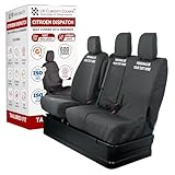 Personalised Seat Covers to fit the Citroen Dispatch 2016 Onwards Waterproof, Heavy Duty, Seat Mounted Airbag Compatible, Durable, Easy to Fit-Tailored Driver & Double Passenger Seat Covers With Tray