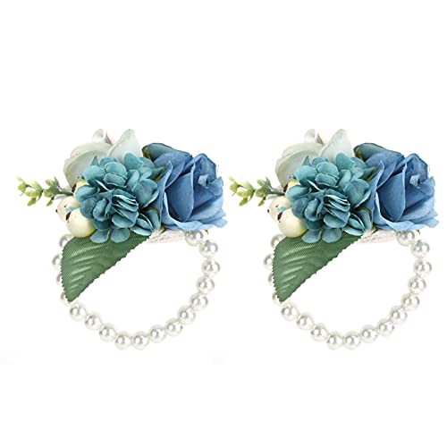 Set of 2 Bridesmaid Wrist Corsage Wristlet Band Bracelet, Bridal Wrist Flower