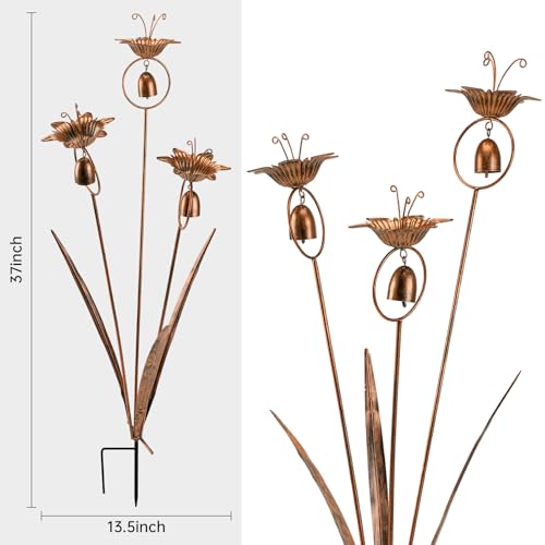 WSgift Metal Calla Lilies Flowers with Bells for Outside Yard Art Bronze Wind Chime by WSgift - Image 2