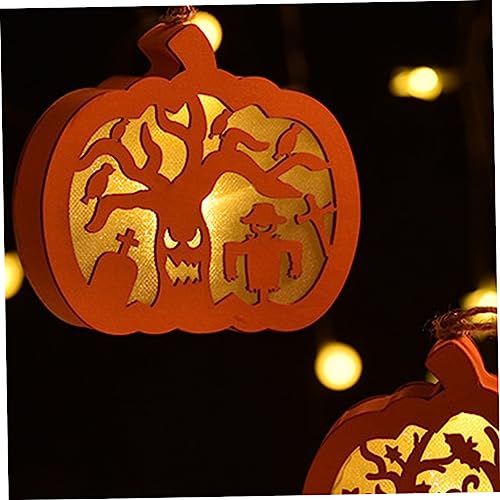 NOLITOY 3 Pecas luzes do dia das bruxas luz delicada do dia das bruxas pingente de recorte de madeir