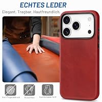 SHIELDON Lederhülle für iPhone 18 Pro/iPhone 17 Pro 6,3" 5G, Retro Rot – Ansicht 3