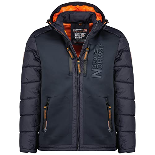 Geographical Norway, Doudoune pour Homme BIMATIERE, CONTRASTEE ET MATELASSEE, avec Capuche ET 2 Poches ZIPPEES, EMPIECEMENTS Contrastes sur Coudes, MODELE Beachwood...