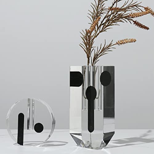 Vase en cristal ornement de salon moderne et pot à fleur de table de bureau 21cm