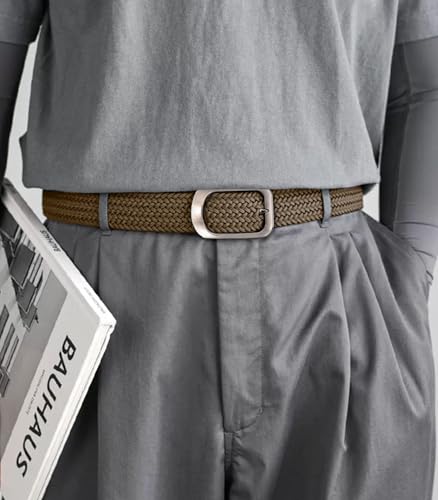 Stretch Braided Belt for Men Golf Belt 1 3/8" Elastic Woven Casual Belts for Jeans Pants3