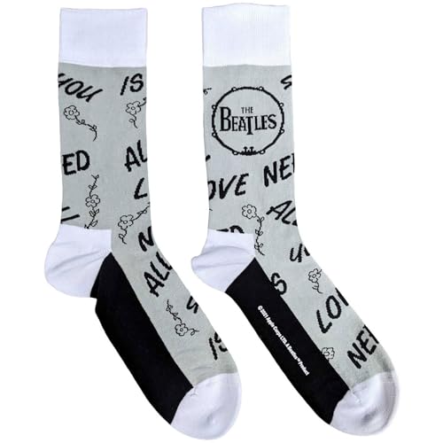 Image of The Beatles Socks AYNIL and Drum Band Logo Official Mens Grey (UK Size 7-11) One Size